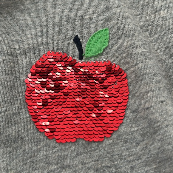 Mini Boden - Charming Gray and White Dress with Red Apple Design - Picture 4 of 5